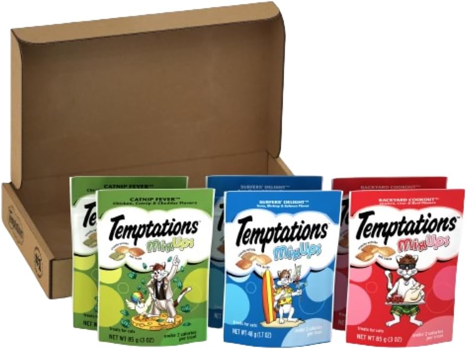 Temptations Mixups Variety Pack Flavors Crunchy And Soft Cat Treats, 3-Oz Pouches, Pack Of 6