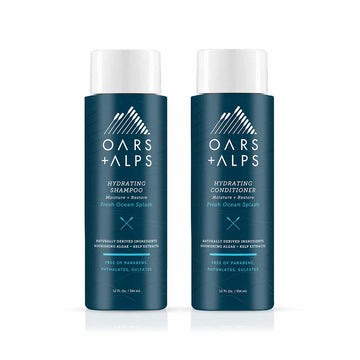 Oars + Alps Men's Sulfate Free Hair Shampoo and Conditioner Set, Infused with Kelp and Algae Extracts, Fresh Ocean Splash, 12 Fl Oz Each