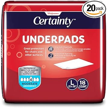 Kaxilu Certainty Underpads Large 18 Count White Adult Incontinence Pads