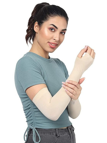 INFINIBYTE UV Sun Protection Sleeves for Men & Women – Anti-Tan Cooling Arm Covers for Outdoor Sports, Bike, Cricket, Running(PACKOF3)
