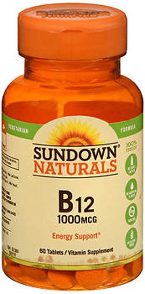 Sundown Naturals B-12 1000 mcg Tablets - 60 ct, Pack of 3