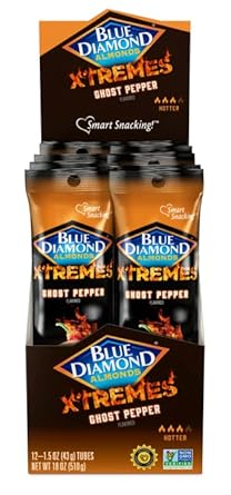 Blue Diamond Almonds Xtremes Ghost Pepper Flavored Spicy Snack Nuts, 1.5 Oz Tube (Pack Of 12)