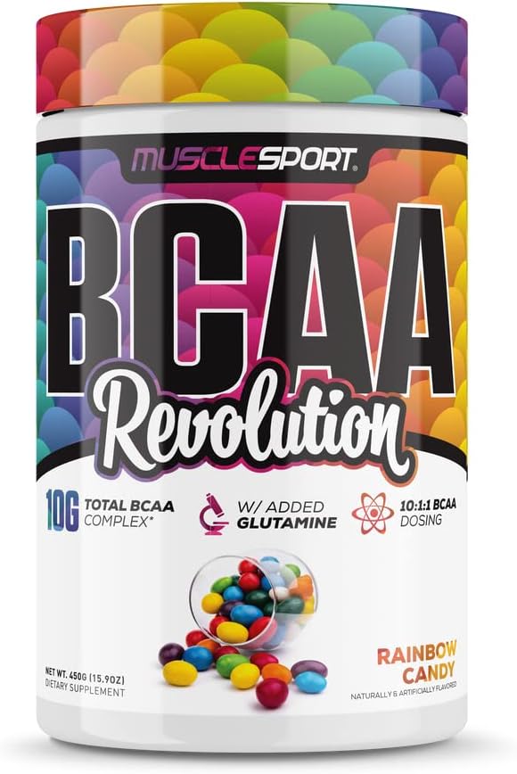 Musclesport Bcaa Revolution Amino Acid Powder Supplement For Men & Women - Intra Workout Training Complex - Recovery Supplement (Rainbow Candy, 30 Servings) : Health & Household