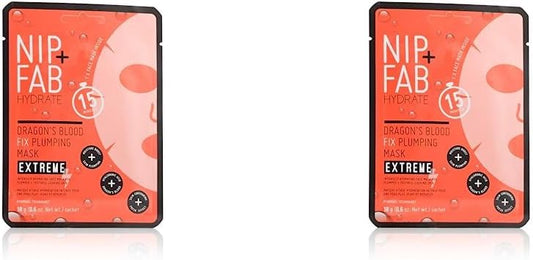 Nip+Fab Dragon'S Blood Fix Extreme Plumping Mask | 18 Grams | Intensely Hydrating Face Mask For Plumped + Youthful Looking Skin | Vegan & Cruelty-Free (Pack Of 2)