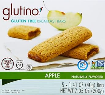 Glutino Gluten Free Oven Baked Bar, Apple Cinnamon, Naturally Flavored, 5 Ct