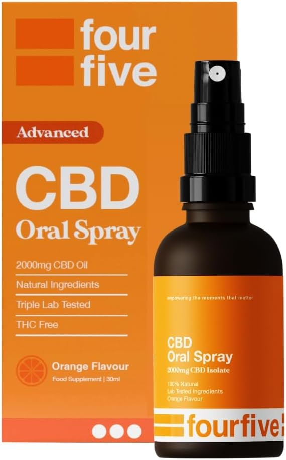Fourfive Cbd Oil Spray 2000Mg (Strong High Strength) Orange, Muscle & Sleep Aid, Natural & Vegan Friendly - 30Ml