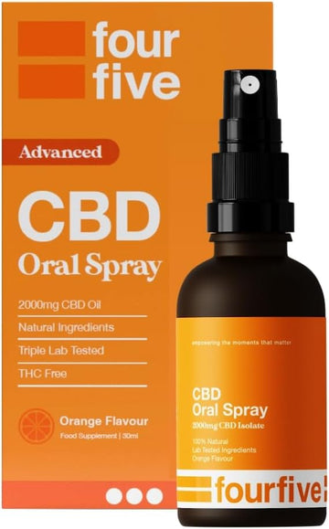 Fourfive Cbd Oil Spray 2000Mg (Strong High Strength) Orange, Muscle & Sleep Aid, Natural & Vegan Friendly - 30Ml