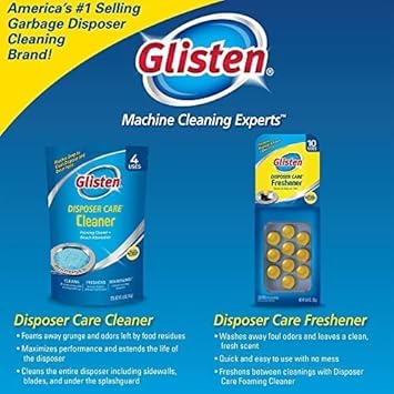 Glisten Garbage Disposer Freshener, Sink Disposal Odor Eliminator, Quick And Easy-To-Use, Lemon Scent, 30 Capsules Total