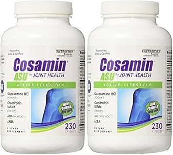 Cosamin ASU Joint Health Active Lifestyle Glucosamine HCl Chondroitin Sulfate AKBA 230 Capsules (2 Bottles (460 Capsules))