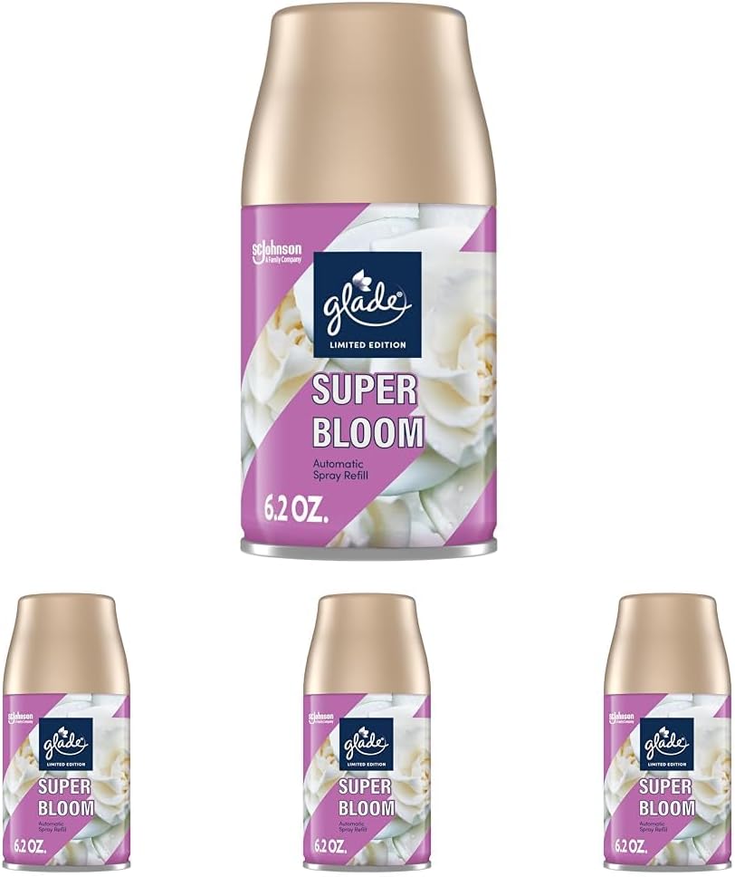 Glade Automatic Spray Refill, Air Freshener for Home and Bathroom, Super Bloom, 6.2 Oz (Pack of 4)