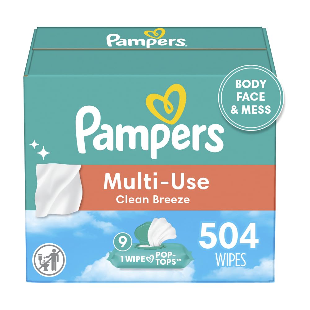 Pampers Baby Wipes Multi-Use Clean Breeze 9X Pop-Top Packs 504 Count