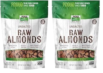 Now Foods, Almonds, Raw And Unsalted, Source Of Protein, Grown In The Usa, 16-Ounce (Packaging May Vary) (Pack Of 2)