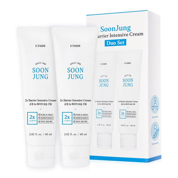 Etude Soonjung 2X Barrier Intensive Cream Duo Set (Original) | Hypoallergenic Shea Butter Hydrating Facial Cream For Sensitive & Damaged Skin, Panthenol, Korean Skin Care, K-Beauty (2.02 Fl.Oz X 2Pcs)