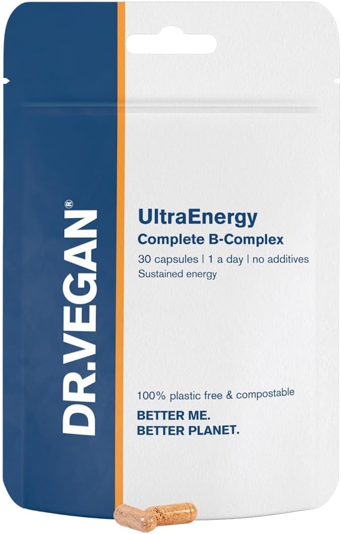 Dr.Vegan Ultraenergy | High Strength B Vitamin Complex, 30 Vegan-Friendly Capsules | Includes Vitamin B12 (100Ug), Choline (50Mg), Biotin (50Ug) And Folate (200Ug) | One-A-Day