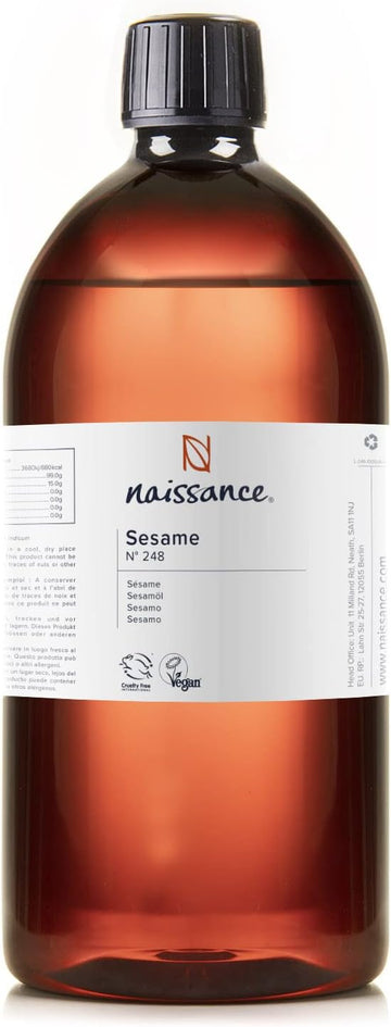 Naissance Sesame Seed Oil (No. 248) - 900ml - Natural Moisturiser for Skin, Face, Beard, Nails, Hair, Body - Massage, Aromatherapy, DIY Beauty, Conditioner - Vegan, No GMO