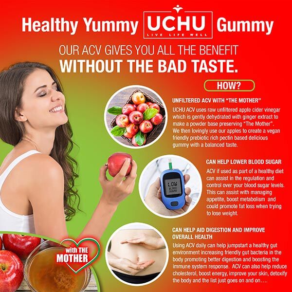 Uchu 120 X Mother Apple Cider Vinegar Gummies Acv Gummy