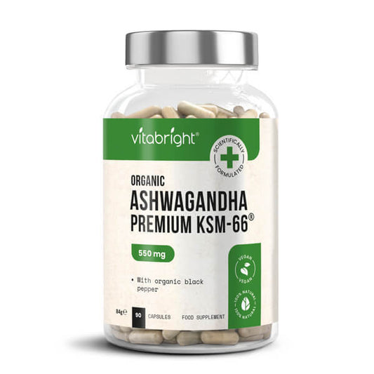 Vitabright Organic Ashwagandha Ksm-66 550Mg + Black Pepper