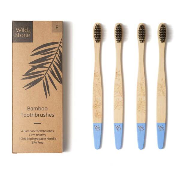 Wild & Stone | Adult Bamboo Toothbrush - 4 Pack - Firm