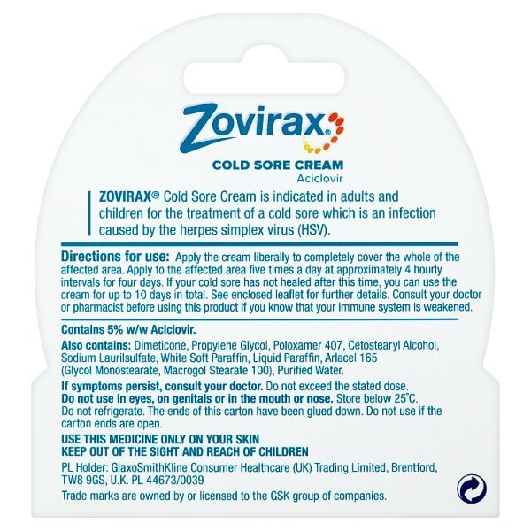 Zovirax Cold Sore Cream Aciclovir Pump 2G