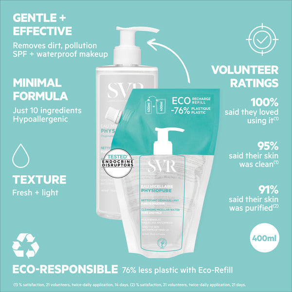 Svr Physiopure Mild Micellar Cleansing Water, Refill 400Ml