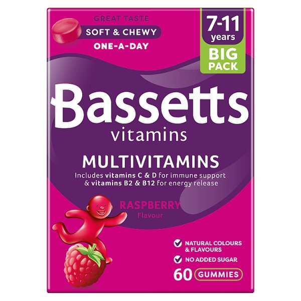 Bassetts Vitamins Multivitamins Raspberry 7-11 Years 60S
