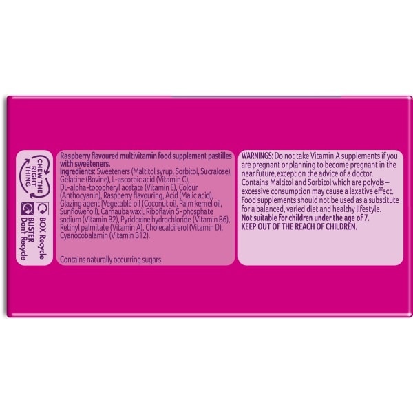 Bassetts Vitamins Multivitamins Raspberry 7-11 Years 60S