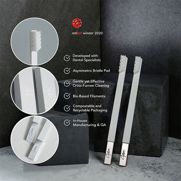 Apriori White Silver Medium Toothbrush