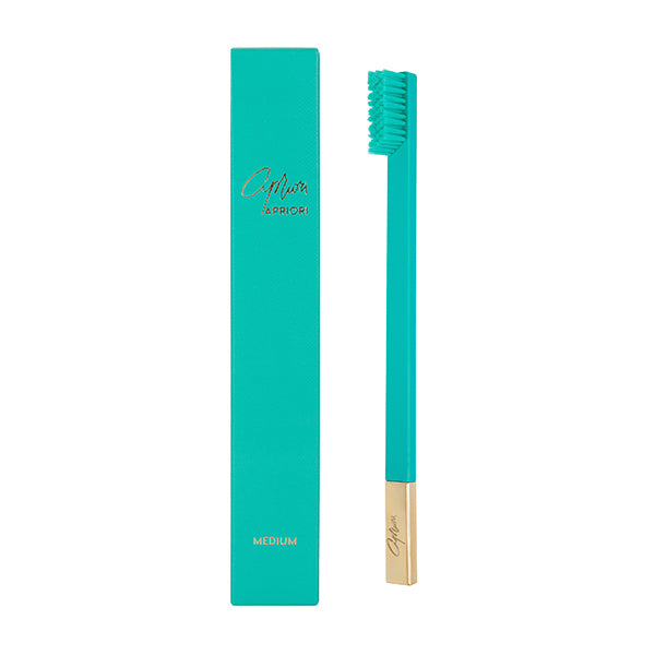 Apriori Turquoise Blue Gold Medium Toothbrush