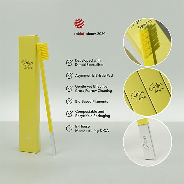 Apriori Sunflower Yellow Silver Soft Toothbrush