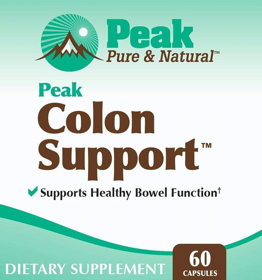 Peak Pure & Natural Colon Support - Colon Cleanse and Detox Supplement for Digestive Health - Gut Health Support with Inulin and Senna Leaf Extracts - with Fiber, Prebiotics, and Probiotics - 1 pack