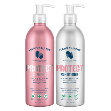 Hand In Hand Cactus Blossom Shampoo & Conditioner For All Hair Types, Bergamot & Crisp Basil, Sulfate And Paraben Free, 12 Fl. Oz