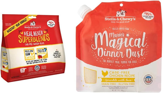 Stella & Chewy's Freeze Dried Raw Cage-Free Chicken Meal Mixers, 16 oz Bag & Freeze-Dried Raw Marie's Magical Dinner Dust – Protein Rich, Grain Free Dog & Puppy Food Topper – 7 oz Bag : Pet Supplies