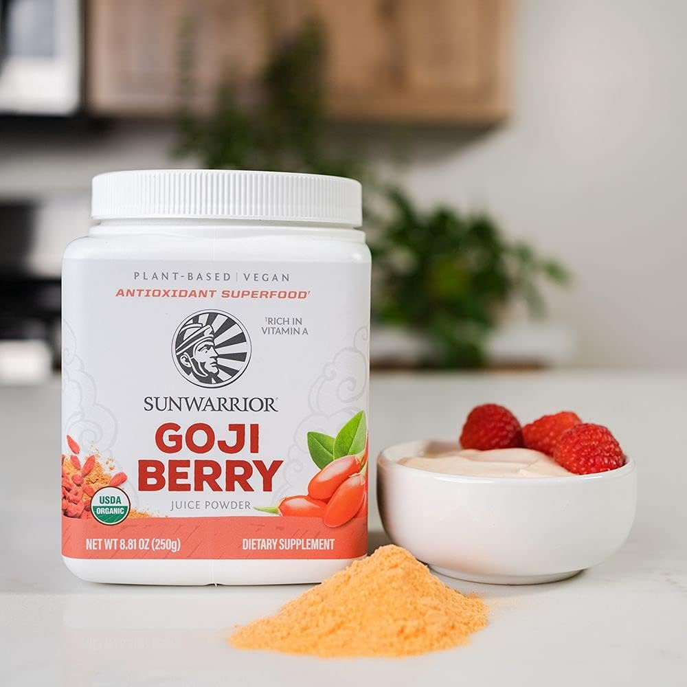 Sunwarrior Goji Berries Powder Organic Goji Berries Red Superfood Powder 100% Non Gmo & Vegan Antioxidant Powder Made With Completely Raw Natural Goji Berry