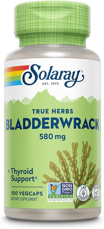 Solaray Bladderwrack Seaweed 580 Mg Healthy Thyroid Balance, Supports Non-Gmo & Vegan 100 Vegcaps