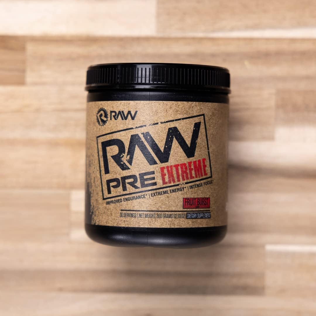 RAW Preworkout Extreme | High Stimulant Preworkout Powder Drink, Extreme Energy, Focus and Endurance Booster | Explosive Strength and Pump During Workout for Max Gains | Fruit Burst (30 Servings) : Health & Household