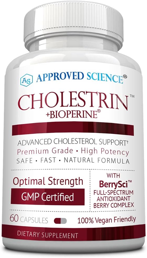 Approved Science Cholestrin - Cholesterol Supplement - Support Cholesterol Levels - Rich In Antioxidants With Lecithin, Berberine Hcl, Baca-Sci Berry Complex - 60 Capsules - Made In Usa
