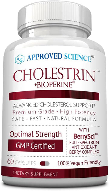 Approved Science Cholestrin - Cholesterol Supplement - Support Cholesterol Levels - Rich In Antioxidants With Lecithin, Berberine Hcl, Baca-Sci Berry Complex - 60 Capsules - Made In Usa