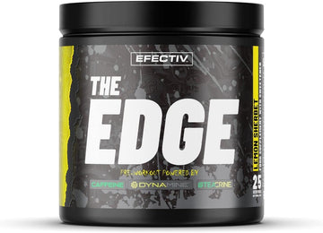 Efectiv The Edge - Pre Workout Powder 300G - Lemon Sherbet - Low Calorie Formula With Caffeine, Beta Alanine & Vitamin B12 - Suitable For Vegans - Improved Energy, Mood & Focus (25 Servings)