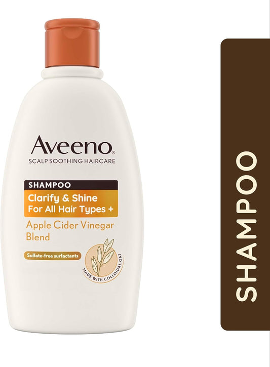 Aveeno Clarify And Shine Apple Cider Vinegar Scalp Soothing Shampoo For All Hair Types 300Ml (Pack Of 2)