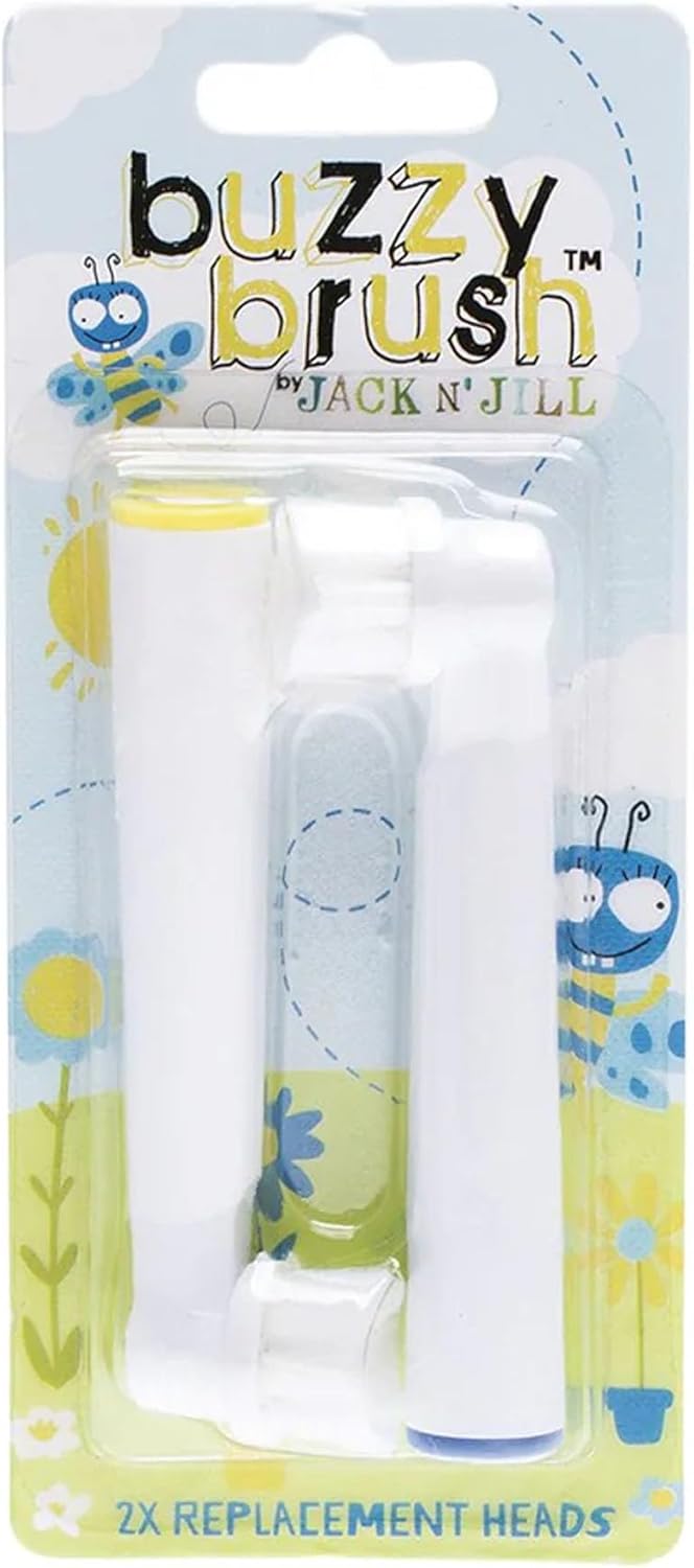 Jack N' Jill Kids Buzzy Brush Replacement Heads - Rotary Design With Soft Vibrations, Only Compatible With Buzzy Brush Electic Musical Toothbrush, Pack Of 2