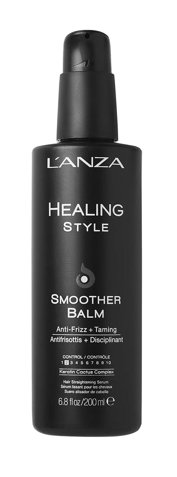 L'Anza Healing Style Smoother Balm, Keratin Hair Treatment & Hair Straightener Serum, Heat Protection Straightening & Taming Anti Frizz Hair Product, Luxury Hair Care For Curly Frizzy Hair