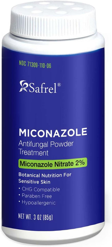 Safrel Antifungal Powder 2% Miconazole – Traitement Antifongique Talc Free 3 oz pour Mycoses & Pied d’Athlète