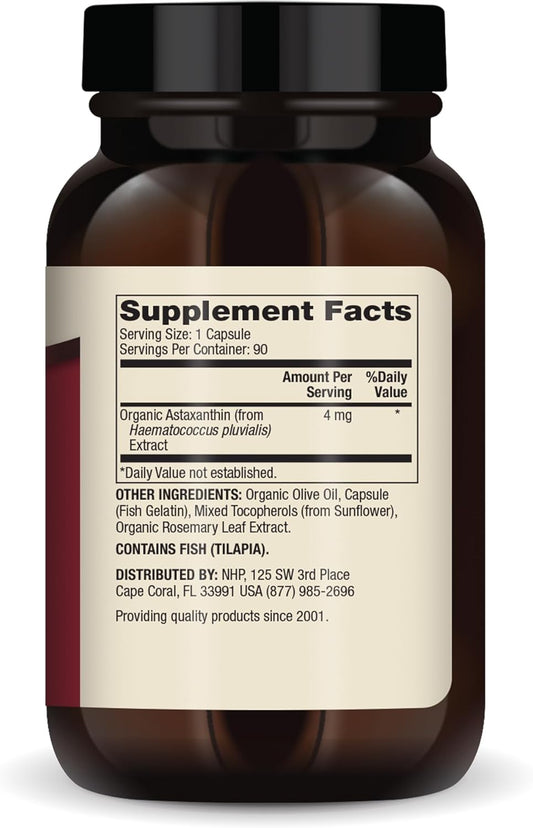 Dr. Mercola Organic Astaxanthin - 4 Mg Astaxanthin - Powerful Antioxidant Support - Organic Microalgae Extract - Non-Gmo, Gluten-Free & Soy-Free - 90 Capsules (90 Servings)