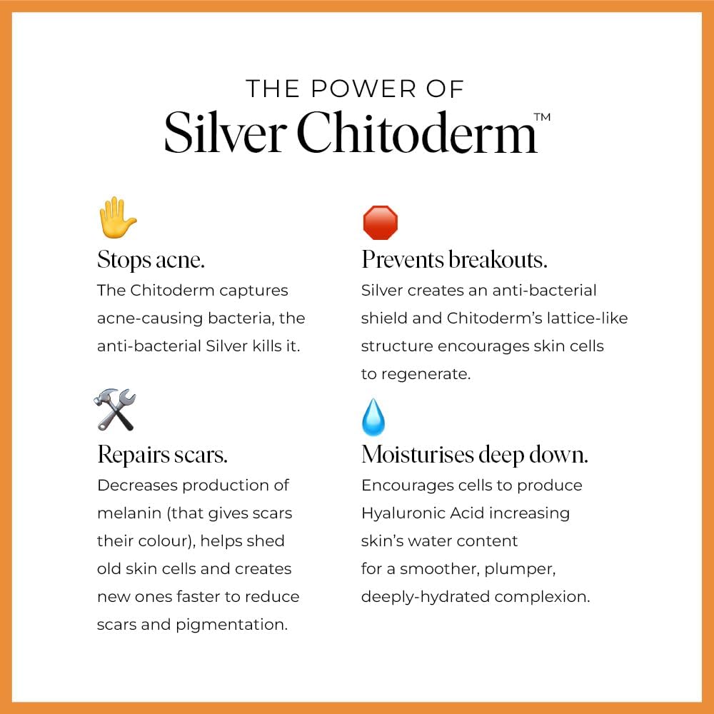 47 Skin | Hydrating Face Serum with Silver Chitoderm for ALL Skin Types | Clears Acne, Prevents & Heals Breakouts & Blemishes, Repairs Scars | Moisturises and Nourishes For Smooth Skin | 30ml
