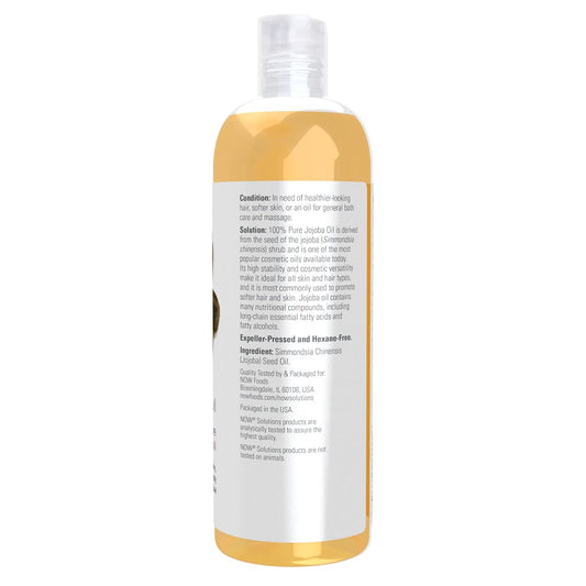 NOW Solutions, Jojoba Oil, 100% Pure Moisturizing, Multi-Purpose Oil for Face, Hair and Body, 16-