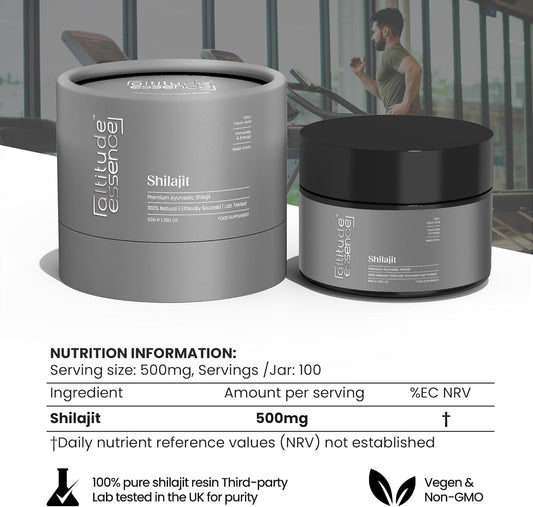 Altitude Essence Shilajit Resin 50G, Pure Himalayan Shilajit Gold Grade, Rich In Fulvic & Humic Acid, Minerals, Immune System & Vitality Booster For Men And Women, 3 Month Supply - Vegan