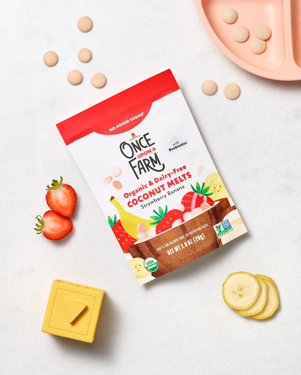 Once Upon A Farm Organic Coconut Melts, Strawberry Banana, 8Ct