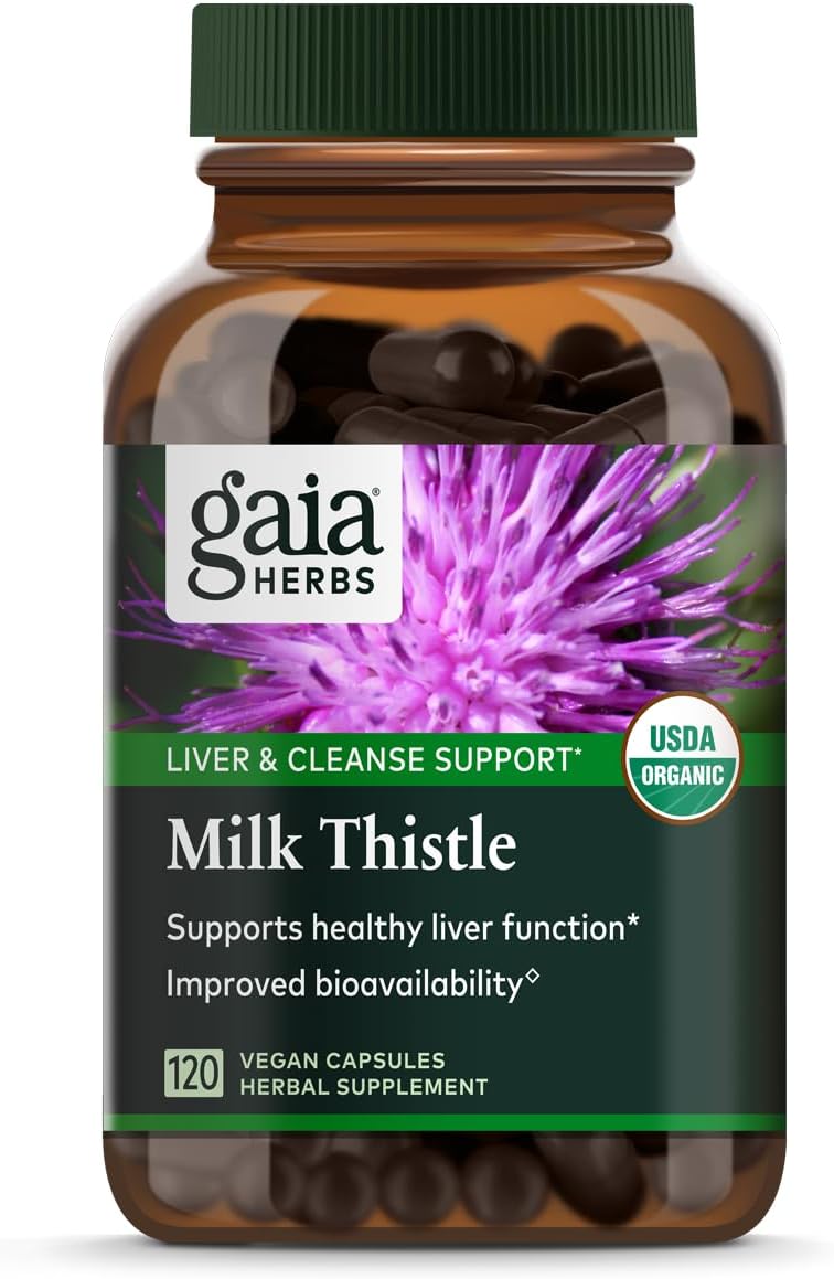 Gaia Herbs Milk Thistle - Liver Supplement & Cleanse Support For Maintaining Healthy Liver Function* - 120 Vegan Capsules (40-Day Supply)