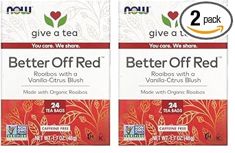 Now Foods Give A Tea™ Better Off Red™ Rooibos Tea With A Vanilla-Citrus Blush, Caffeine-Free, 24 Bags (Pack Of 2)