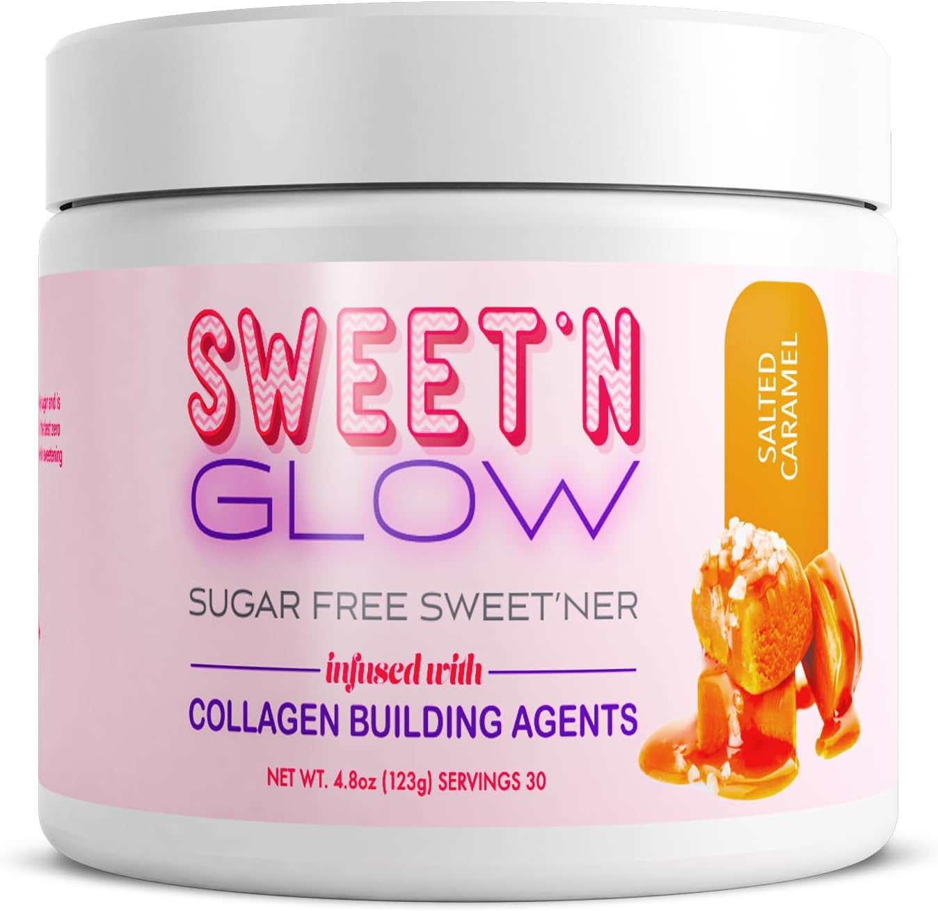 Project Ad Sweet' N Glow Zero Calorie Sugar Free Sweet'Ner With Collagen Building Agents (30 Servings, Unflavored)